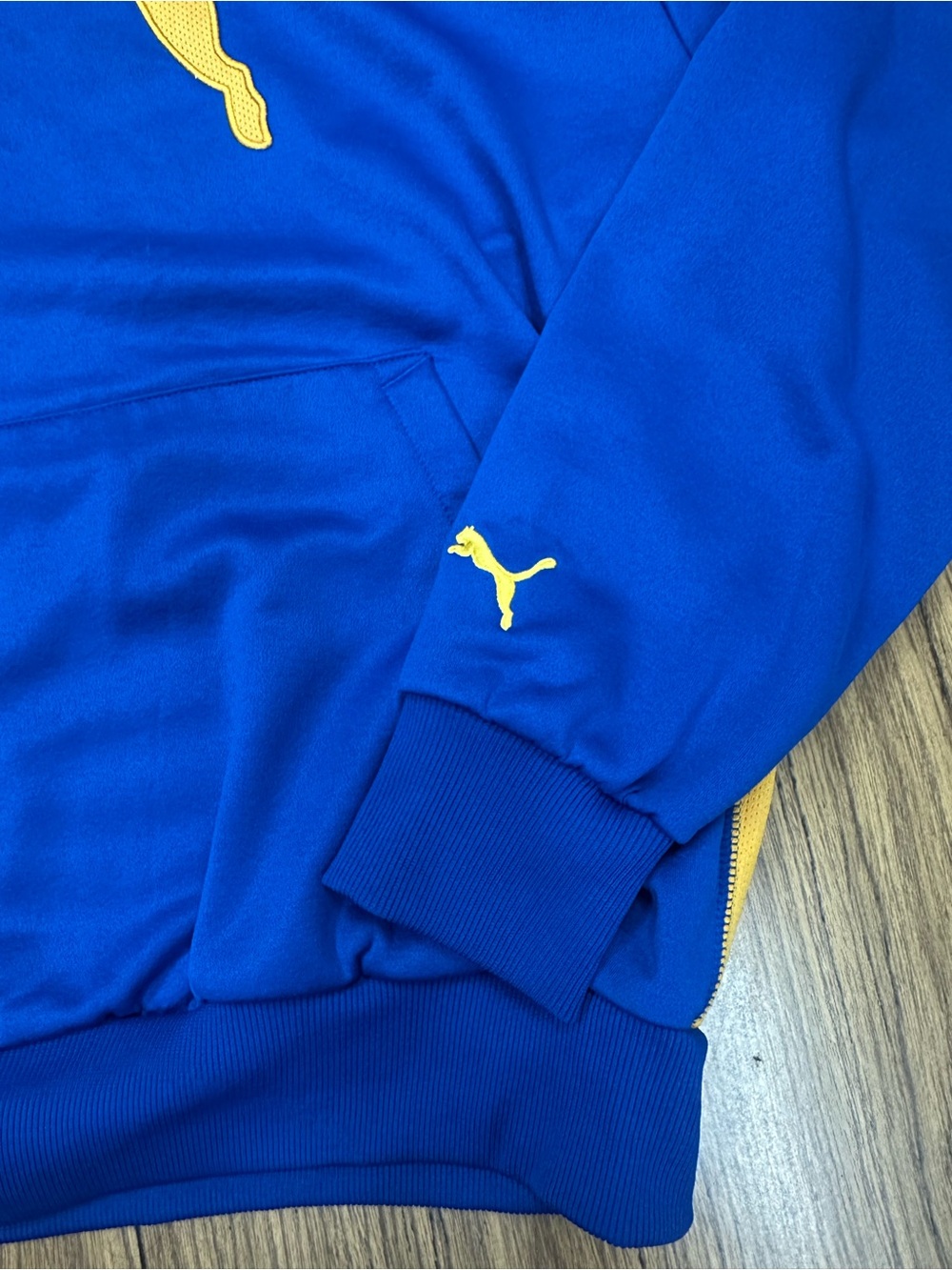 Puma Blue Hoodie with Yellow Logo and Accents - Picture 4 of 5